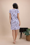 Zivame Knit Cotton Knee Length Nightdress With In Built Slip On Bra - Heirloom Lilac — thumbnail 4